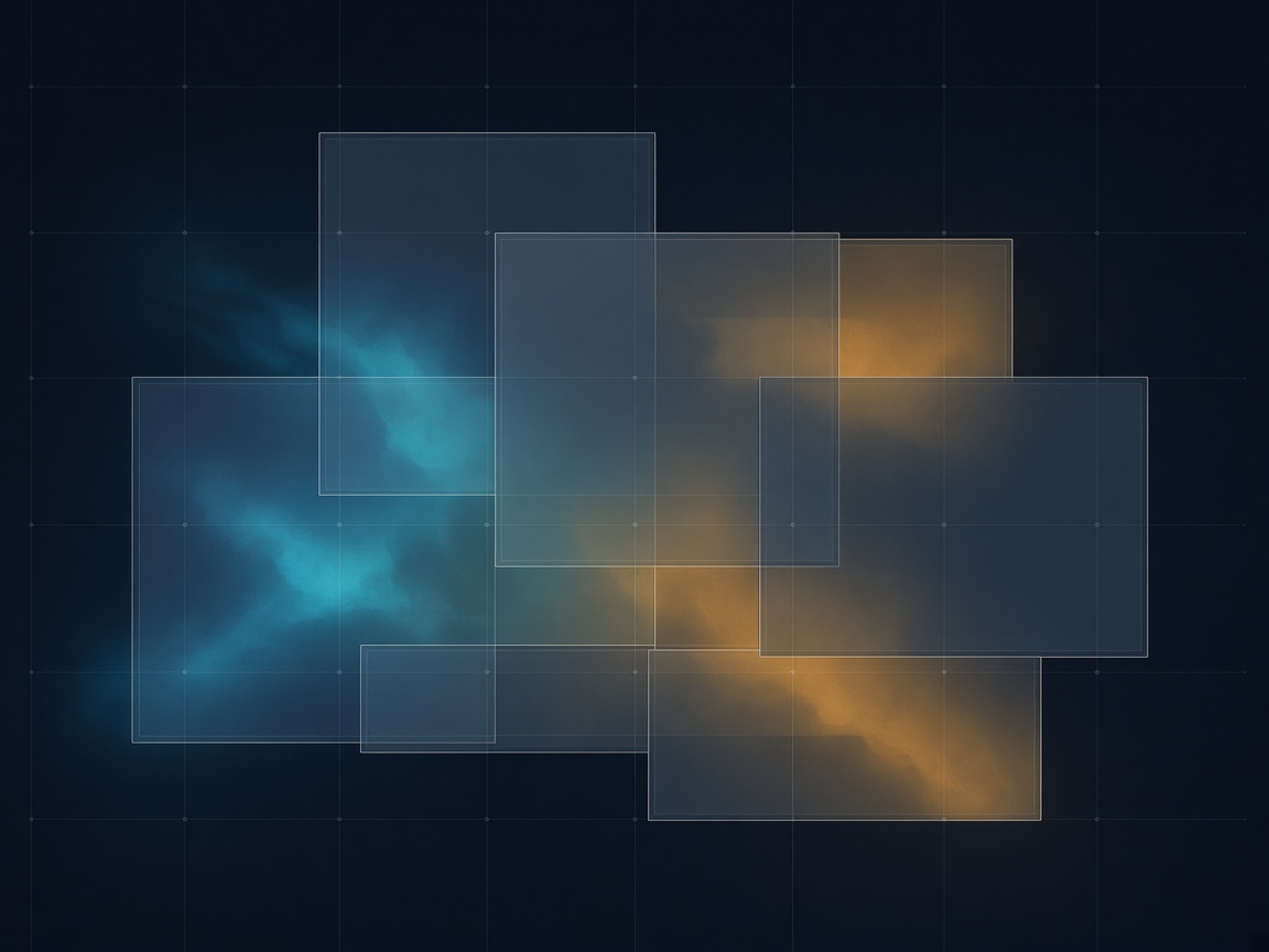 Abstract temperature zoning diagram in steel blue and amber